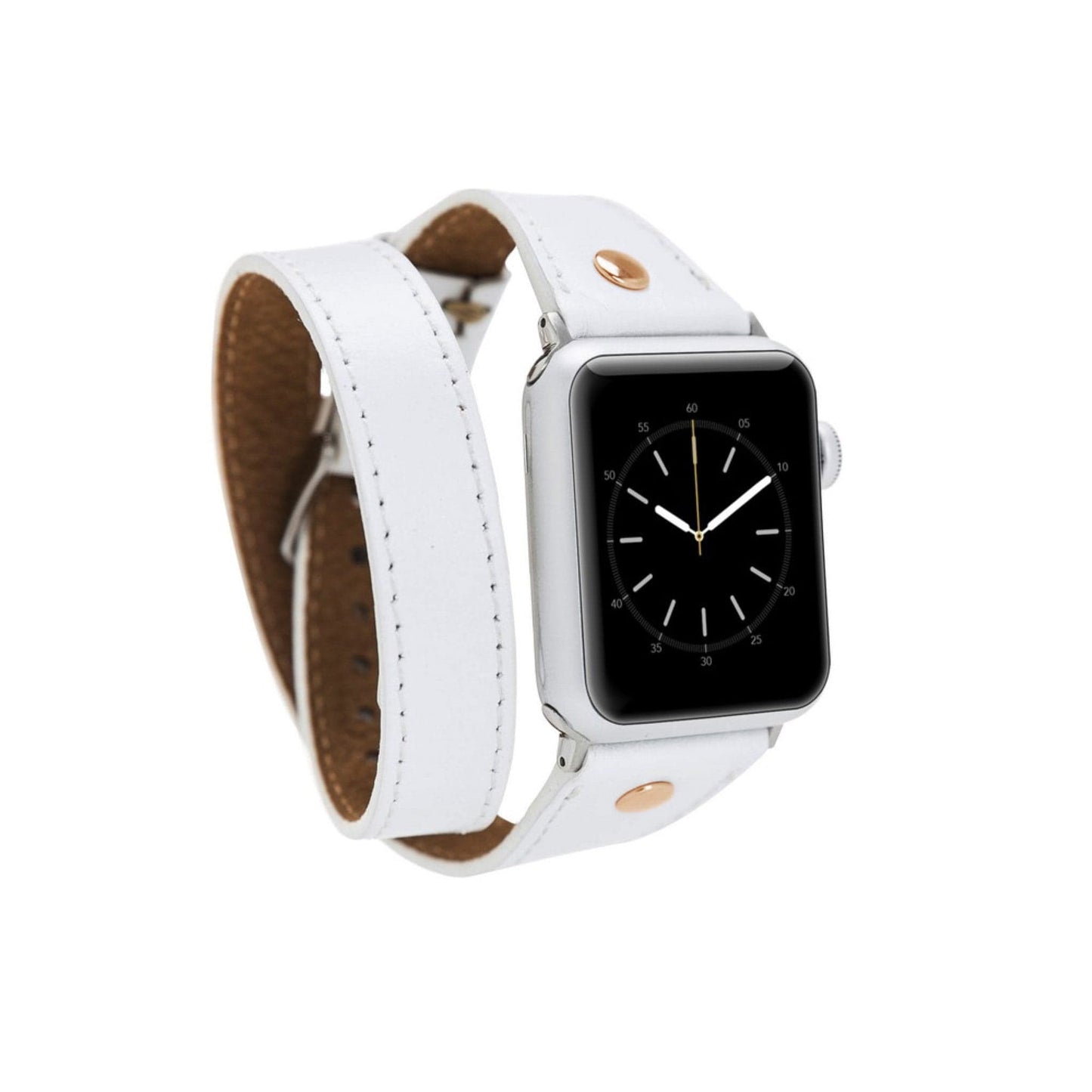 Leeds Double Tour Slim with Rose Gold Bead Apple Watch Leather Straps-7
