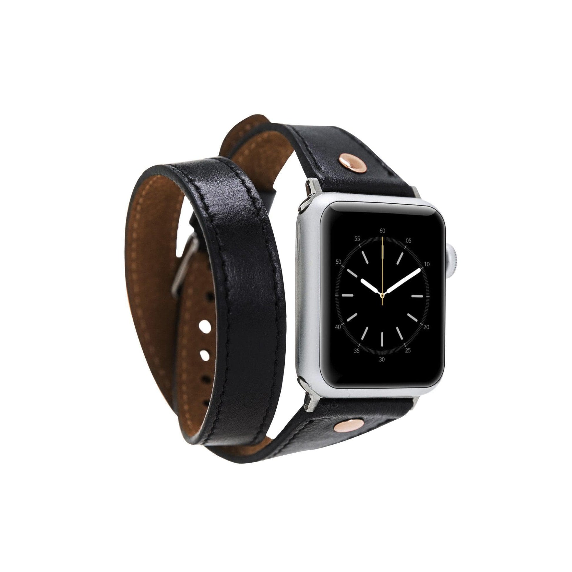 Leeds Double Tour Slim with Rose Gold Bead Apple Watch Leather Straps-5