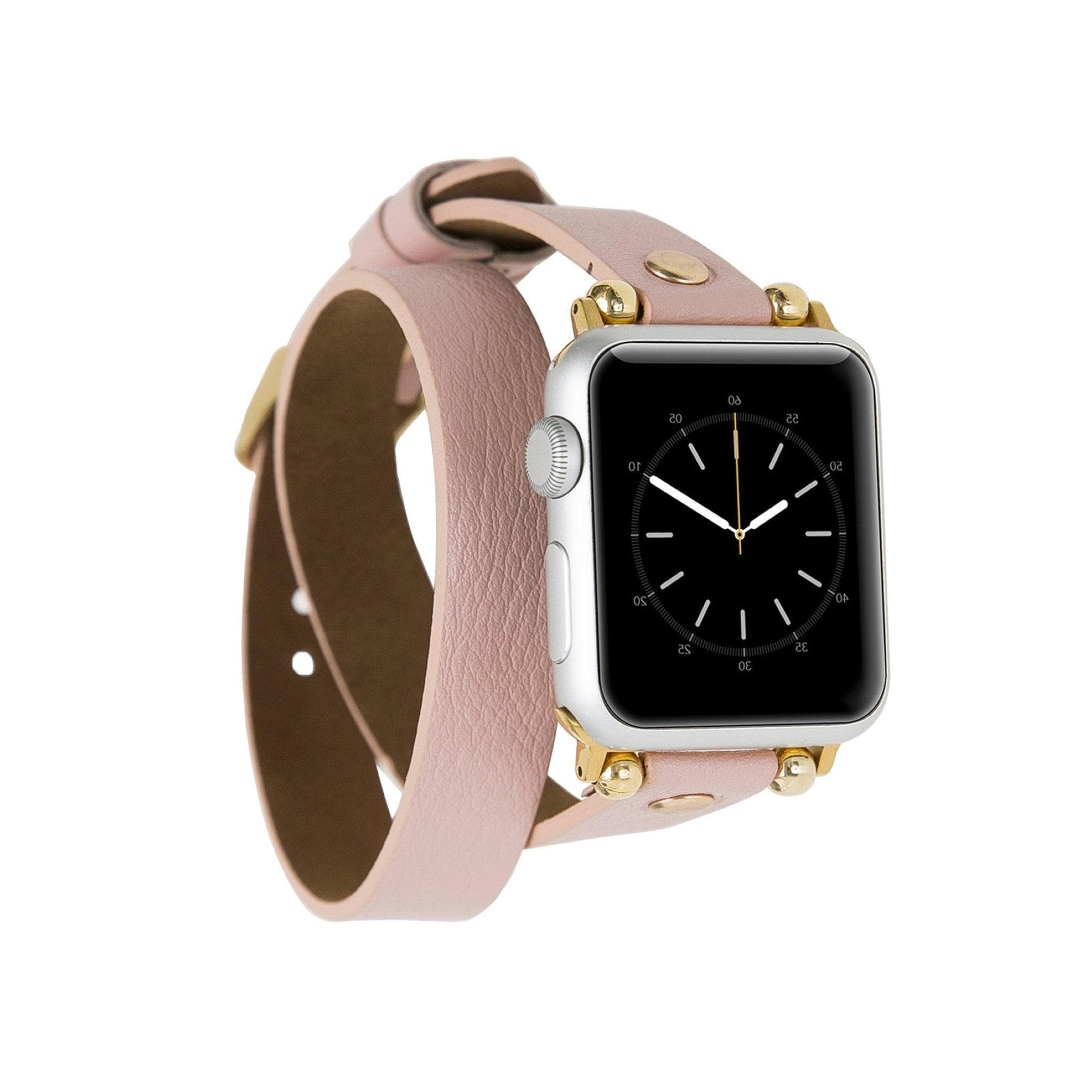 Leeds Double Tour Slim with Rose Gold Bead Apple Watch Leather Straps-6