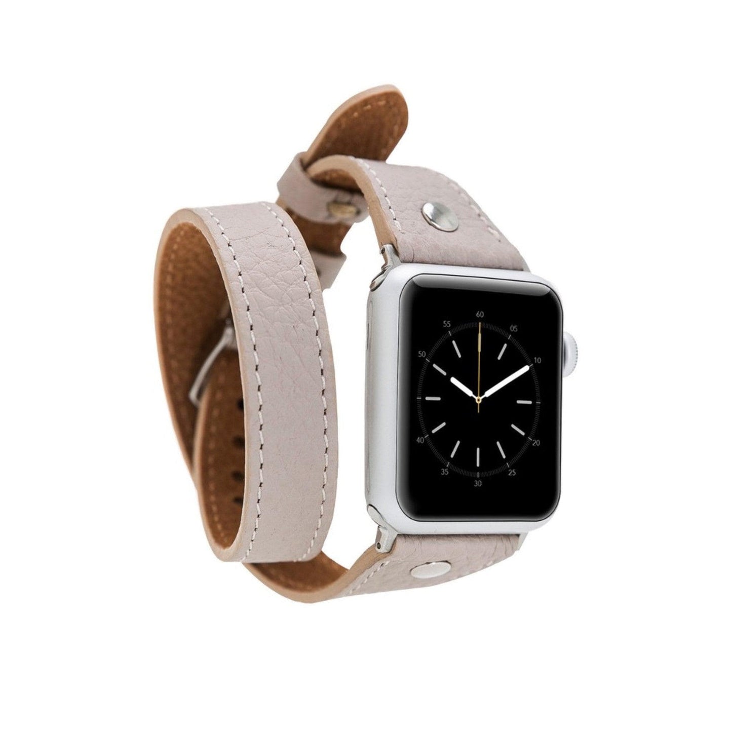 Leeds Double Tour Slim with Silver Bead Apple Watch Leather Straps-6