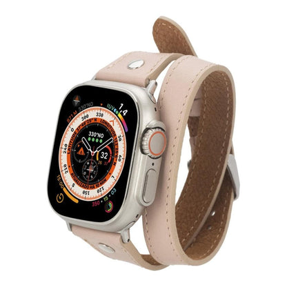 Leeds Double Tour Slim with Silver Bead Apple Watch Leather Straps-8