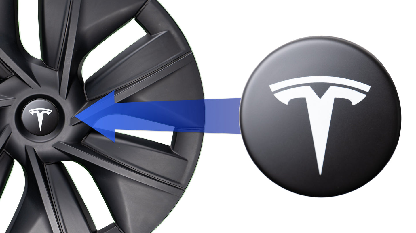 Logos (4x) für Radkappen des Tesla Model 3/Y-3