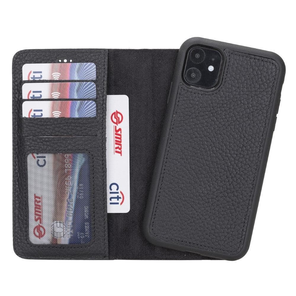 Magic iPhone 11 Series Detachable Genuine Leather Wallet Case - MW-2