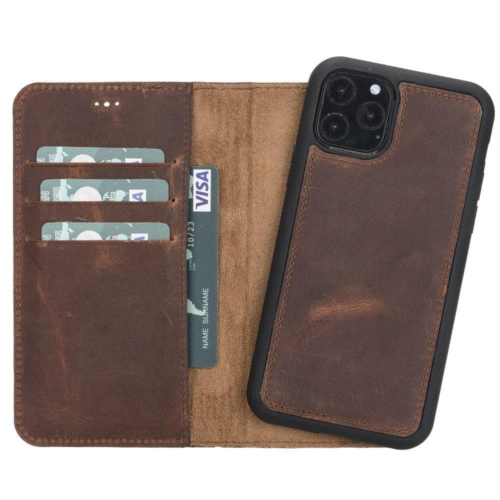 Magic iPhone 11 Series Detachable Genuine Leather Wallet Case - MW-3