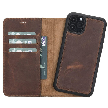Magic iPhone 11 Series Detachable Genuine Leather Wallet Case - MW-3