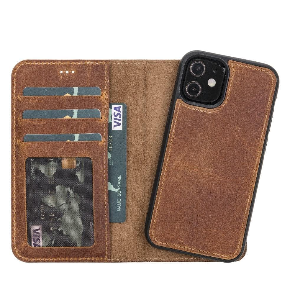 Magic iPhone 11 Series Detachable Genuine Leather Wallet Case - MW-4