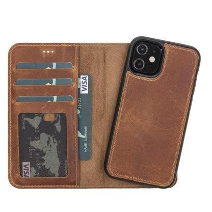 Magic iPhone 11 Series Detachable Genuine Leather Wallet Case - MW-4