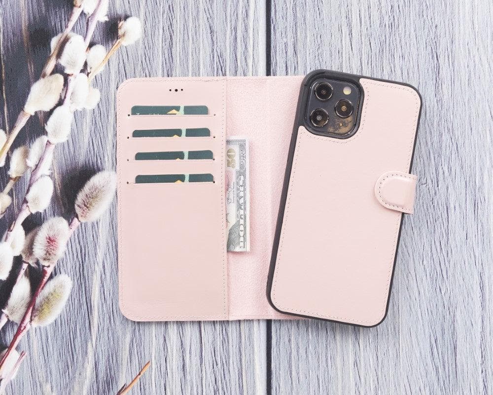 Magic iPhone 12 Series Detachable Genuine Leather Wallet Case - MW-4