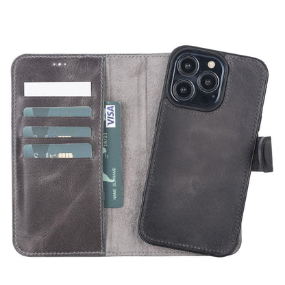 Magic iPhone13 Series Detachable Genuine Leather Wallet Case - MW-3