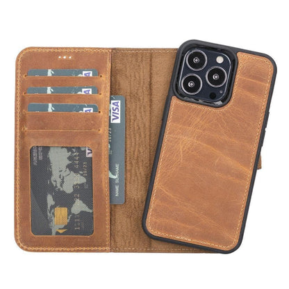 Magic iPhone13 Series Detachable Genuine Leather Wallet Case - MW-4