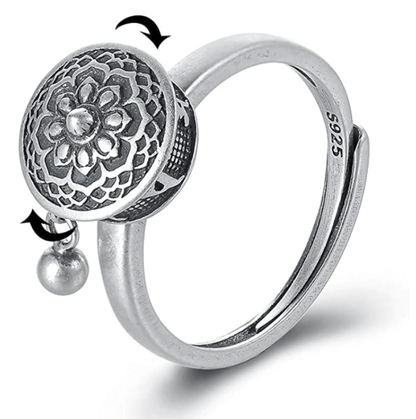 Spirituele Mantra Ring met Gebedsmolen Ontwerp