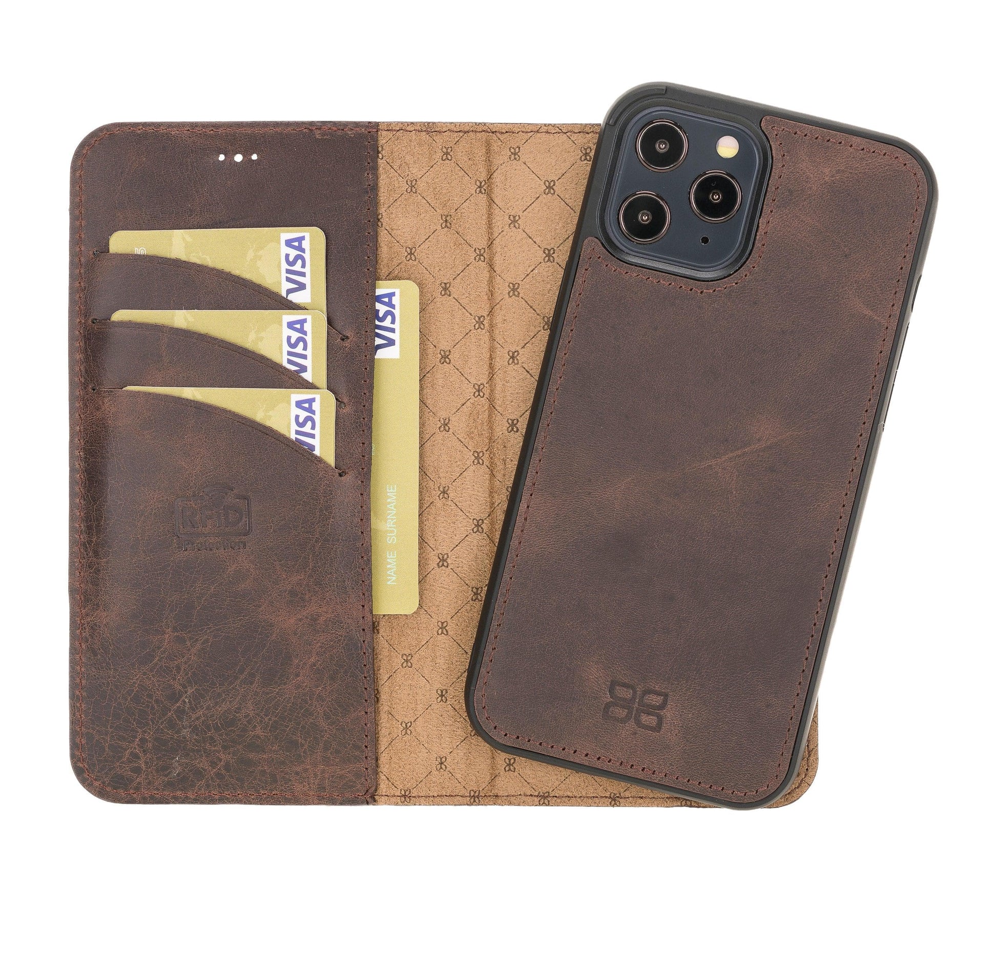 Apple iPhone 12 Series Detachable Leather Wallet Cases - MW-13