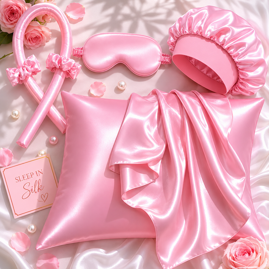 Luxury Satin Heatless Curling Set ✨ Includes Satin Curling Rod, Scrunchies, Pillowcase, Bonnet & Sleep Mask