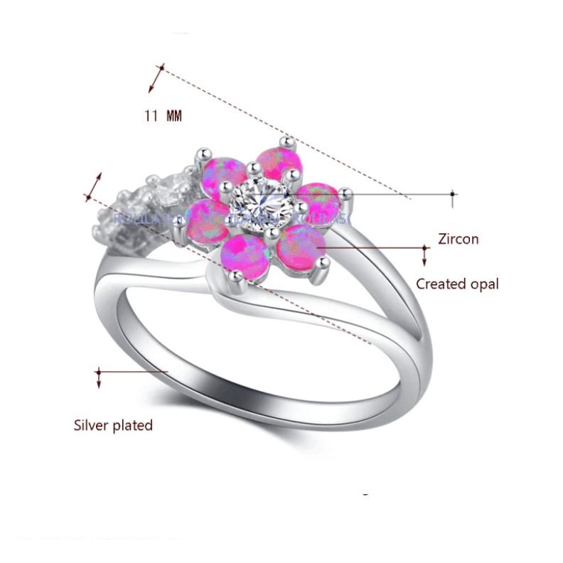 Schitterende Opal Blossom Ring