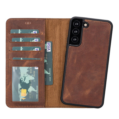 Samsung S23 Series Detachble Leather Magic Wallet Case - S23 / ANTIC BROWN-5