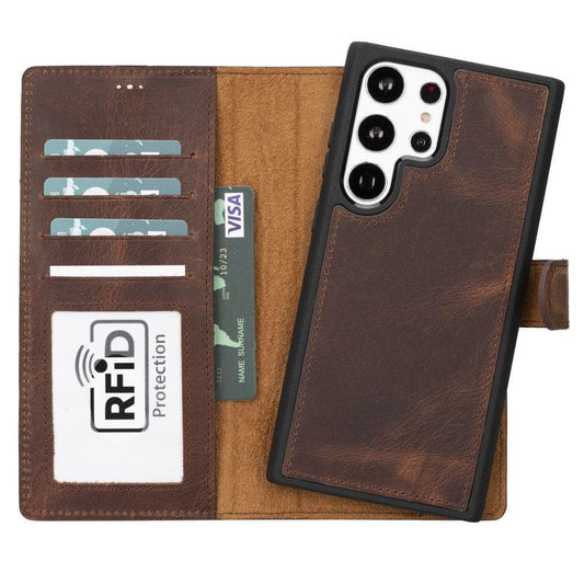 Samsung S23 Series Detachble Leather Magic Wallet Case - S23 / RUSTIC BLACK-0