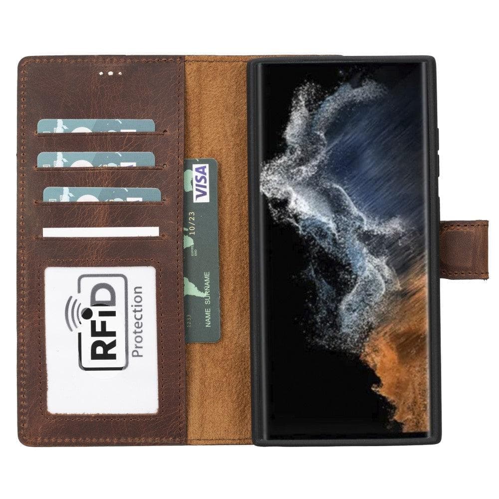 Samsung S23 Series Detachble Leather Magic Wallet Case - S23 / RUSTIC BLACK-1