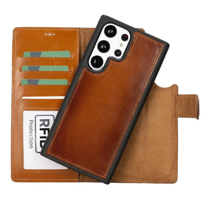 Samsung S23 Series Detachble Leather Magic Wallet Case - S23 Ultra / BURNISHED RUSTIC TAN-5