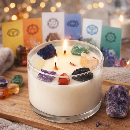 Large Chakra Crystal Candle - Seven Chakras