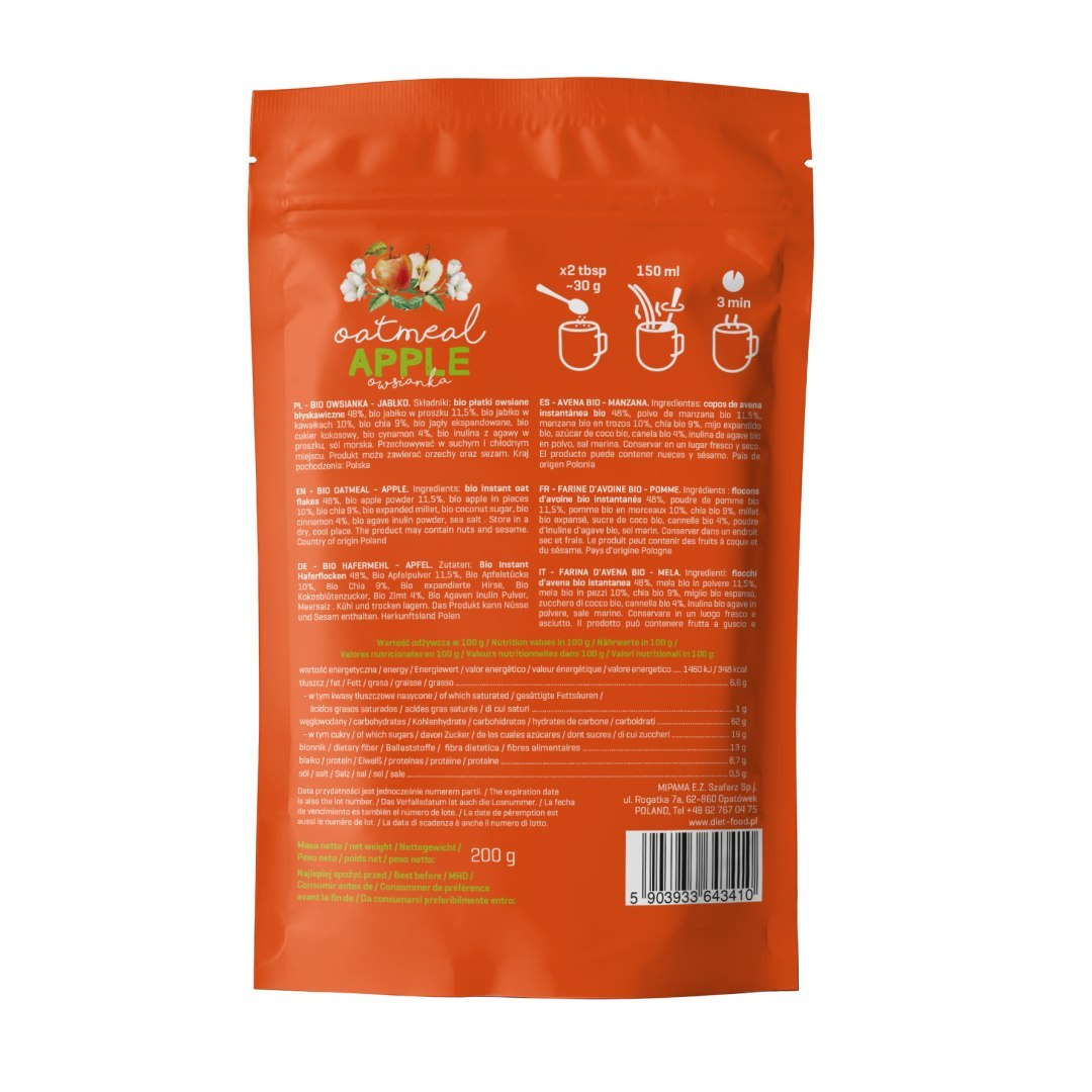 Diet-Food BIO OATMEAL APPLE WITH PREBIOTIC-1